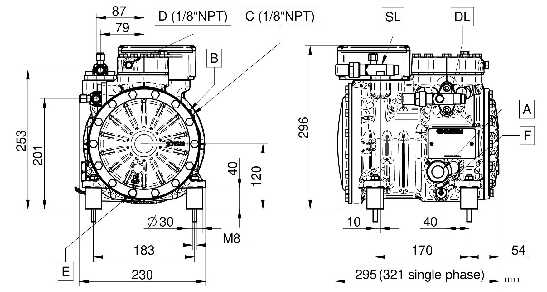 H80CC Motocompressore Semi Ermetico 2 Bicilindrico | DORIN