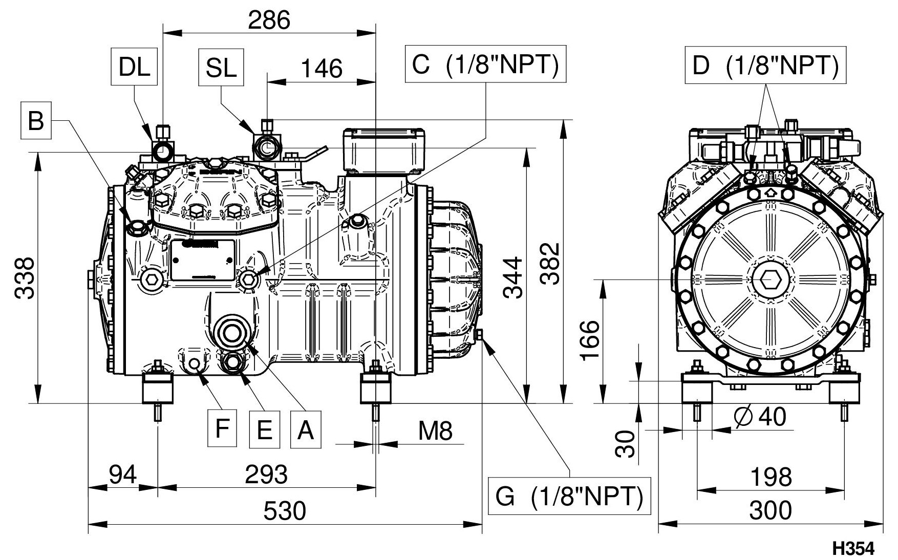 H1003CC - Compressore Semiermetico 4 Cilindri Serie H-H35 | DORIN