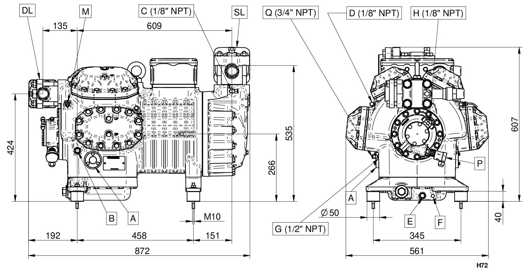 H5500CS - Compressore Semiermetico 8  Cilindri Serie H-H7 | DORIN