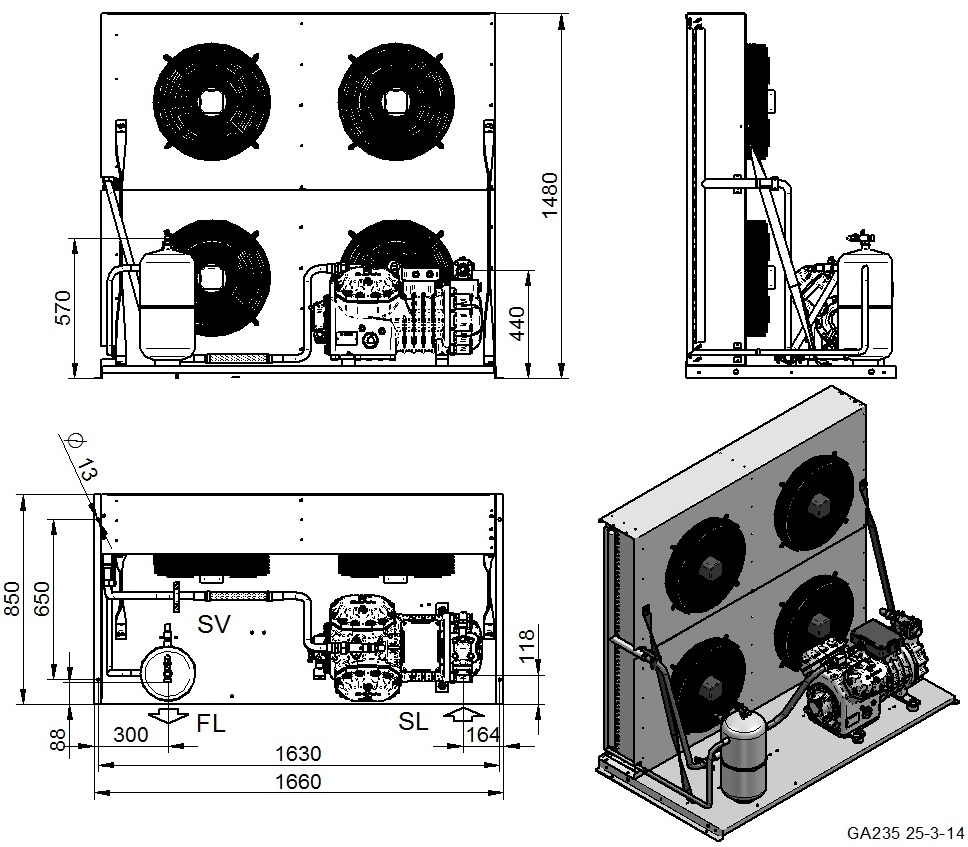 AU4-H2500CS - Air Cooled Condensing Unit AU Series | DORIN