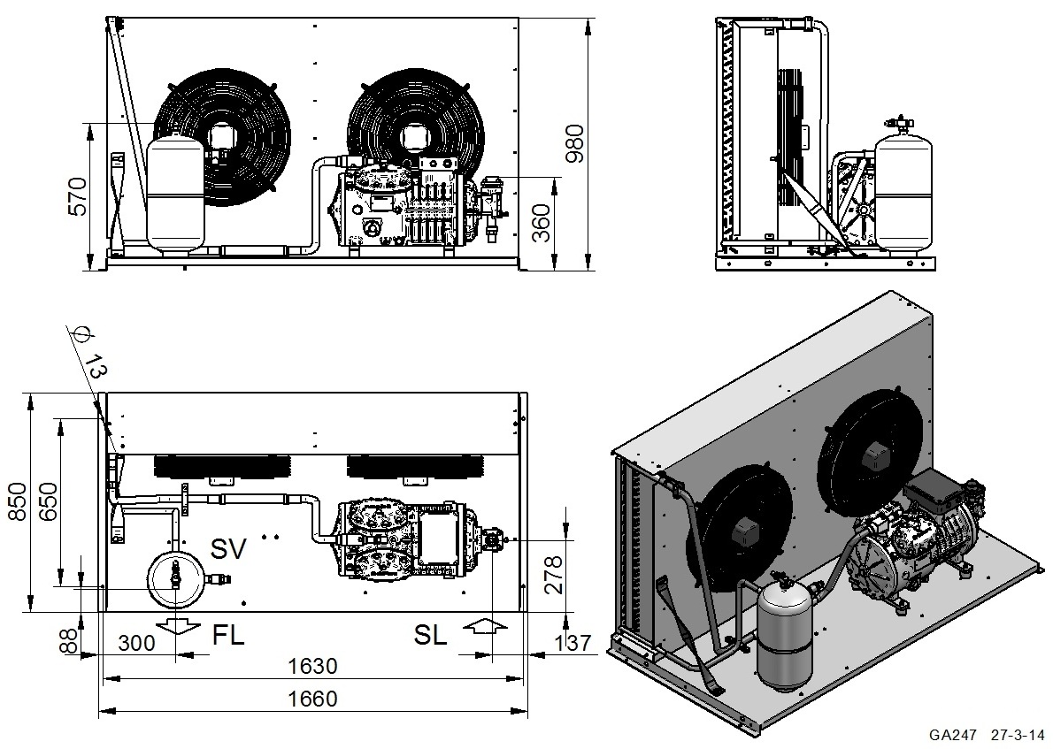 AU2-H1501CC - Air Cooled Condensing Unit AU Series | DORIN