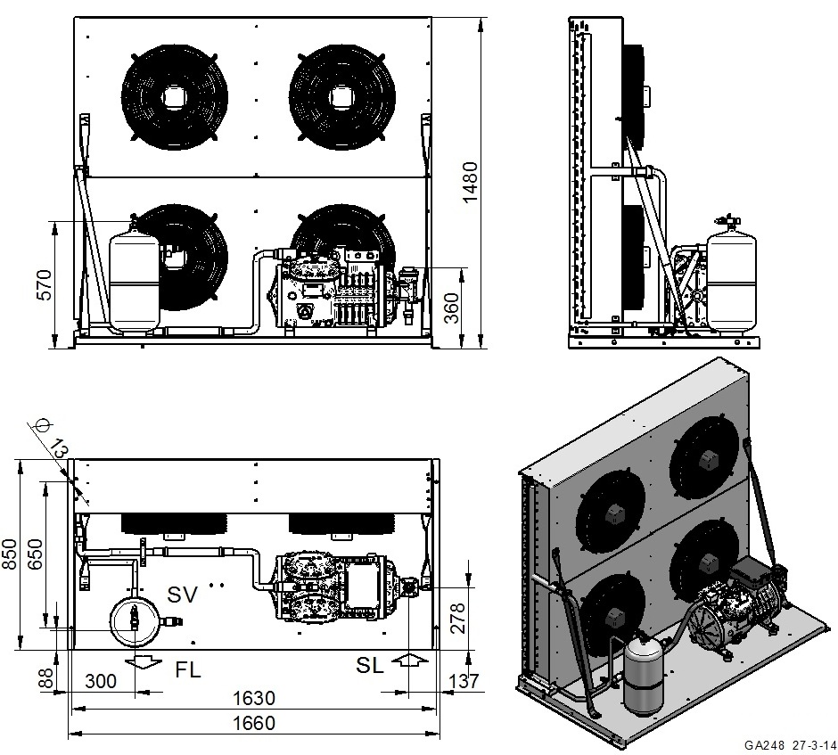 AU4-H2201CC - Semi Hermetic Condensing Unit AU-H41 - Air | DORIN