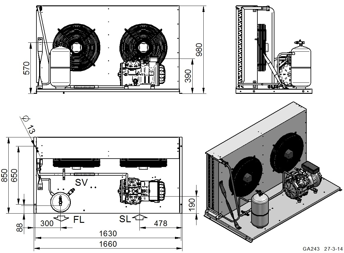 AUT2-H1002CC - Condensing Unit for Warm Climates AUT Series | DORIN