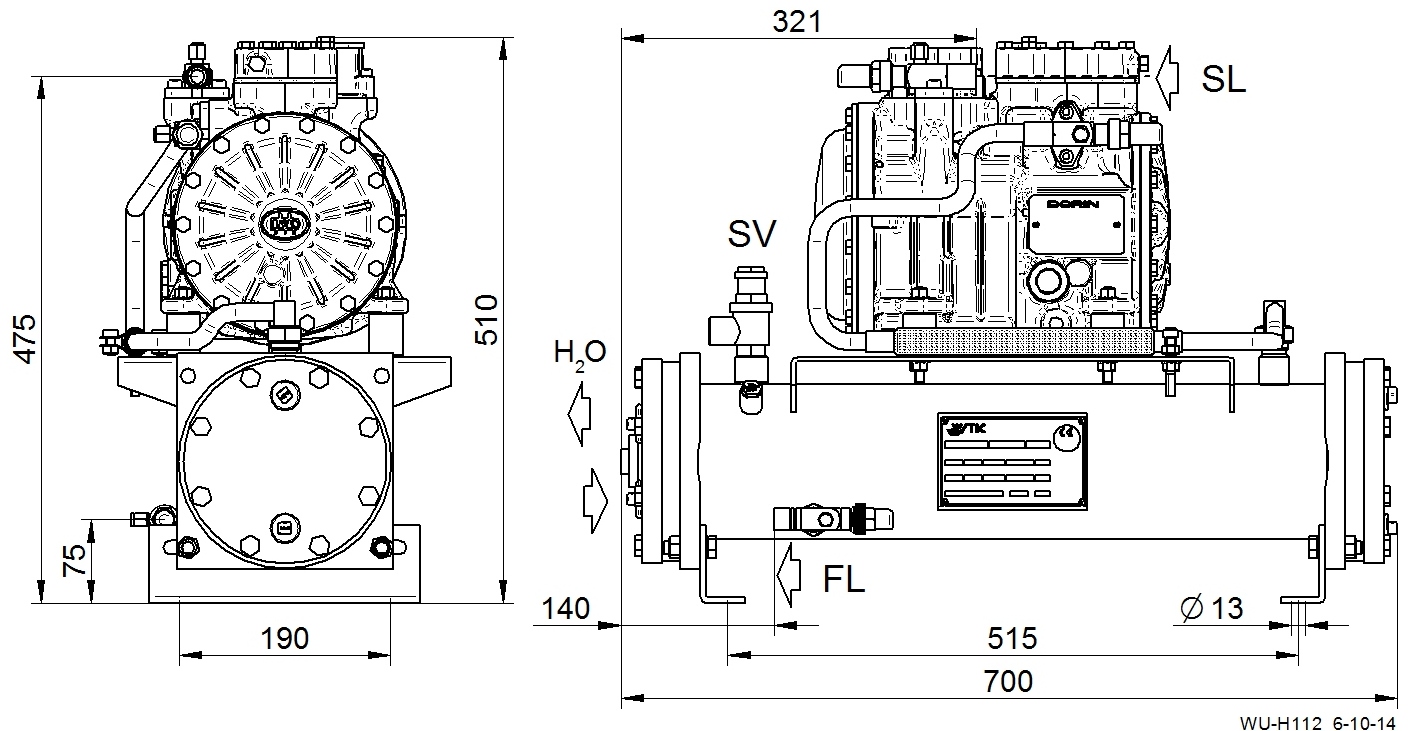 WU-H201CS - Water-Cooled Condensing Unit WU Series | DORIN