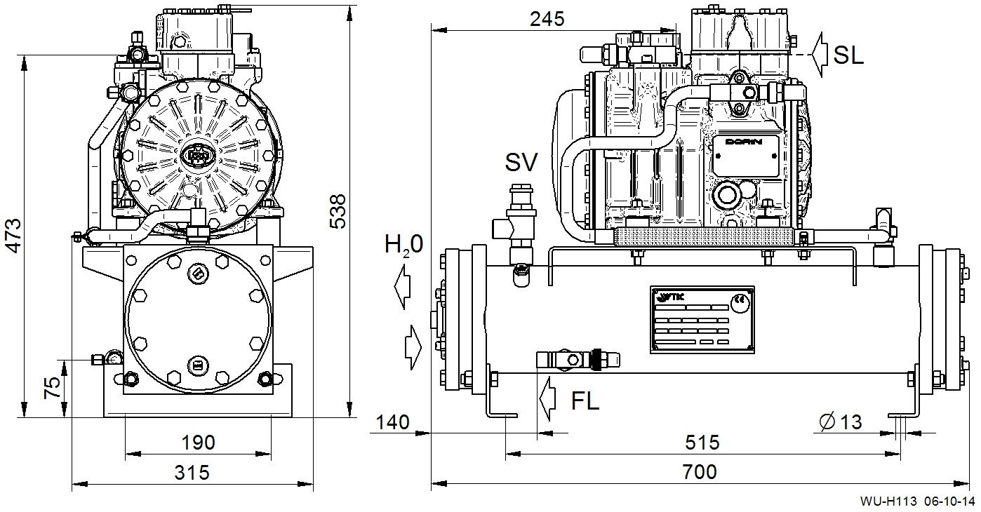 WU-H281CS - Unit&agrave; di Condensazione ad Acqua Serie WU | DORIN