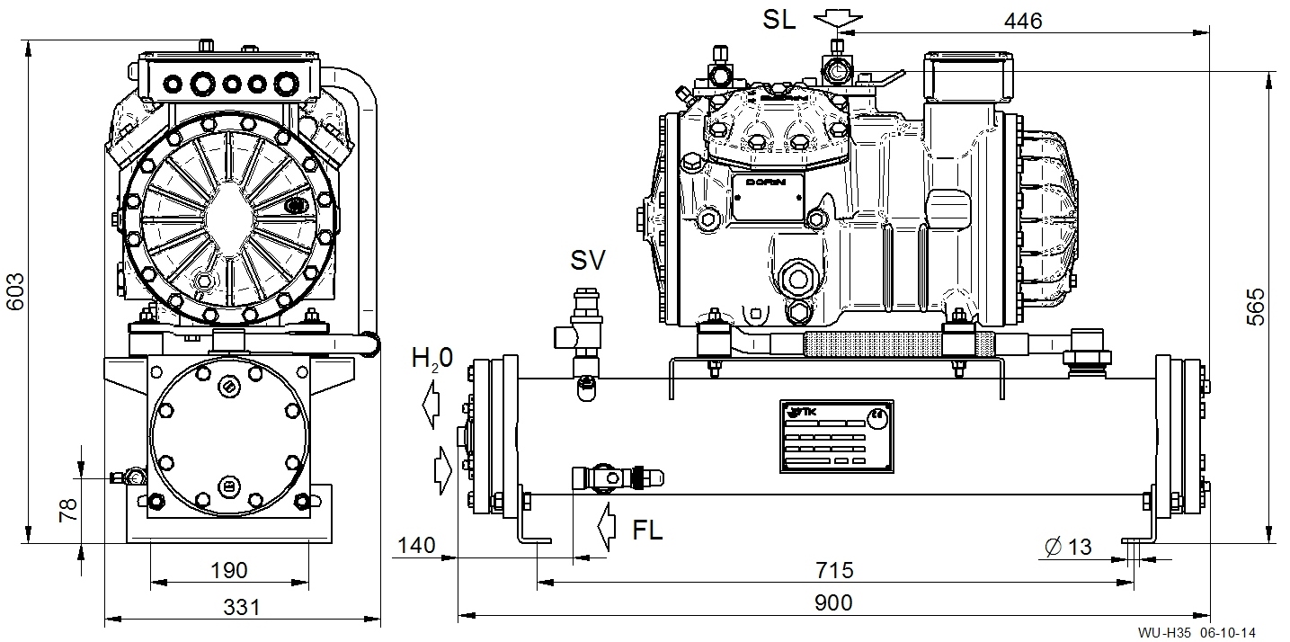 WU-H551CS - Water-Cooled Condensing Unit WU Series | DORIN