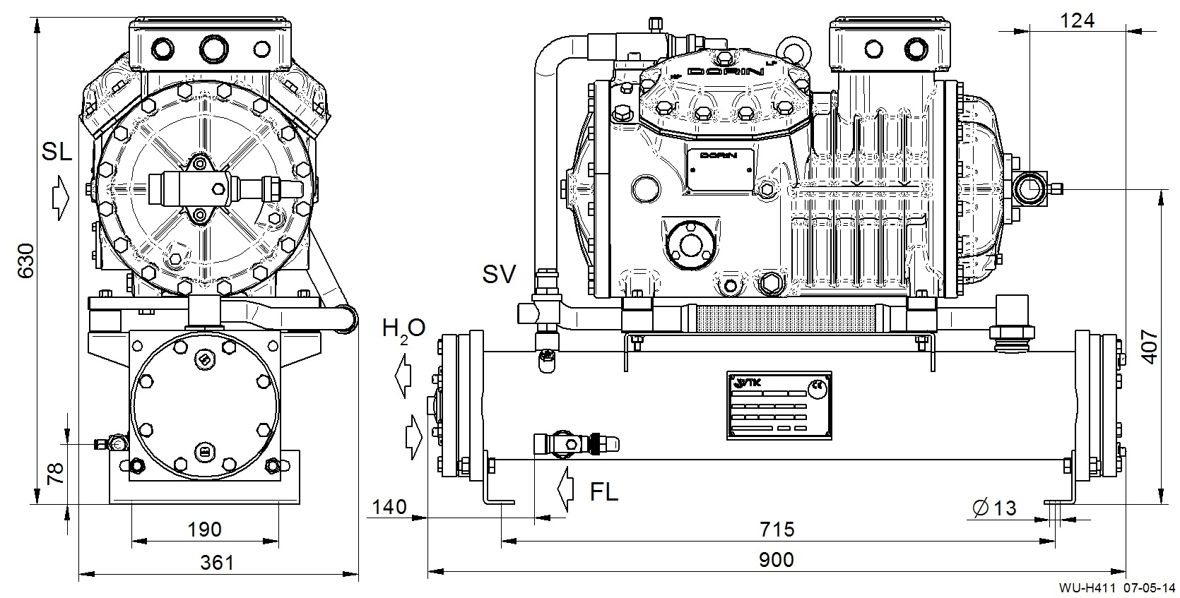 WU-H1001CS - Unit&agrave; di Condensazione ad Acqua Serie WU | DORIN