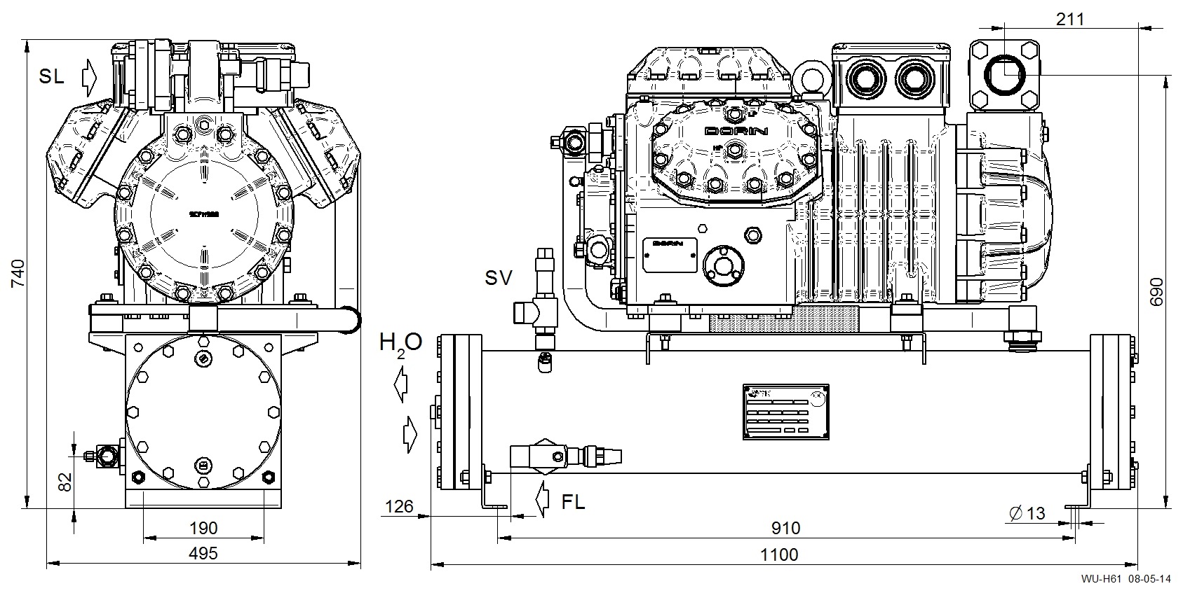 WU-H3000CS - Unit&agrave; Condensatrici Acqua Serie WU - H6 | DORIN