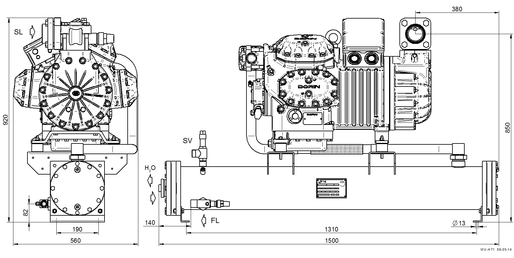 WU-H6000CS - Water-Cooled Condensing Unit WU Series | DORIN
