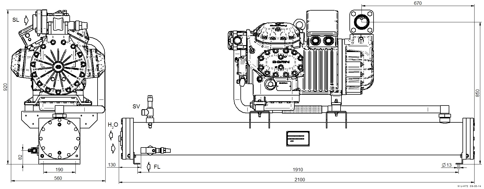 WU-H8001CC - Water Cooled Condensing Unit WU Series | DORIN