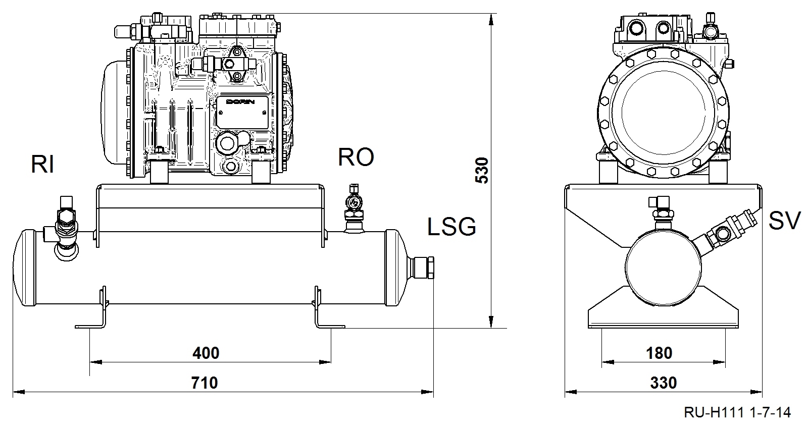 RU-H80CC - Remote Condensing Unit with Semi Hermetic Compressor RU Series | DORIN
