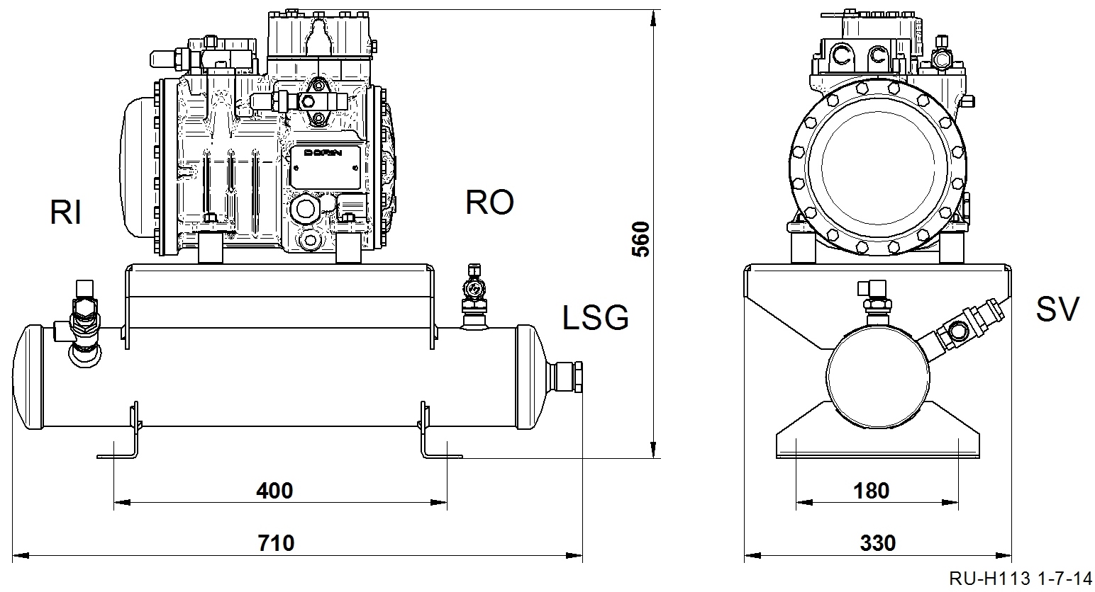 RU-H281CS - Remote Condensing Unit with Semi Hermetic Compressor RU Series | DORIN