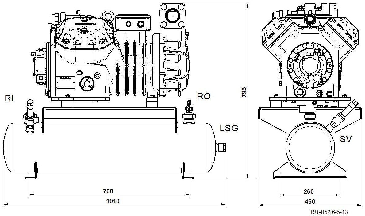 RU-H2500CS - Remote Condensing Unit with Semi Hermetic Compressor RU Series | DORIN