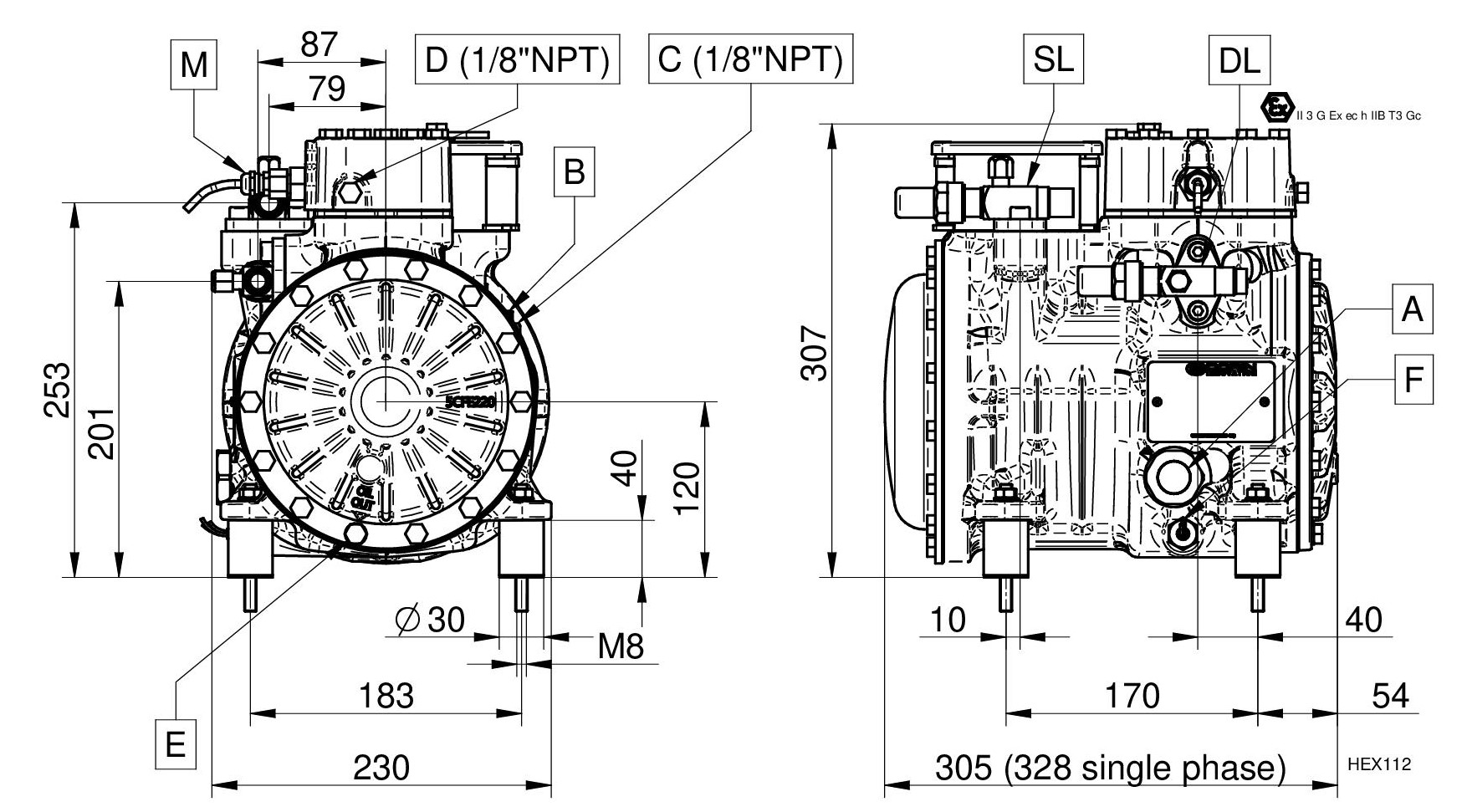 HEX101CC - Compressore Atex Semiermetico Serie HEX | DORIN