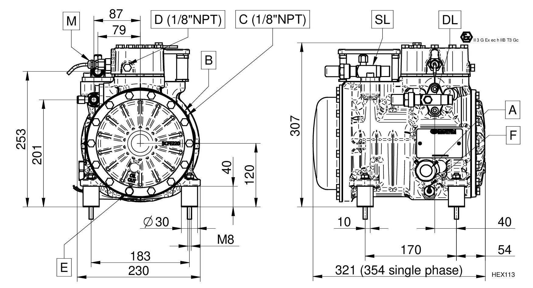 HEX181CC - Compressore Atex Semiermetico Serie HEX | DORIN