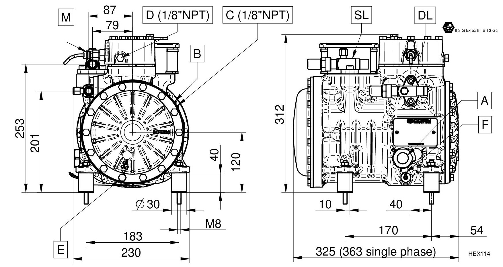 HEX181CS - Compressore Atex Semiermetico Serie HEX | DORIN