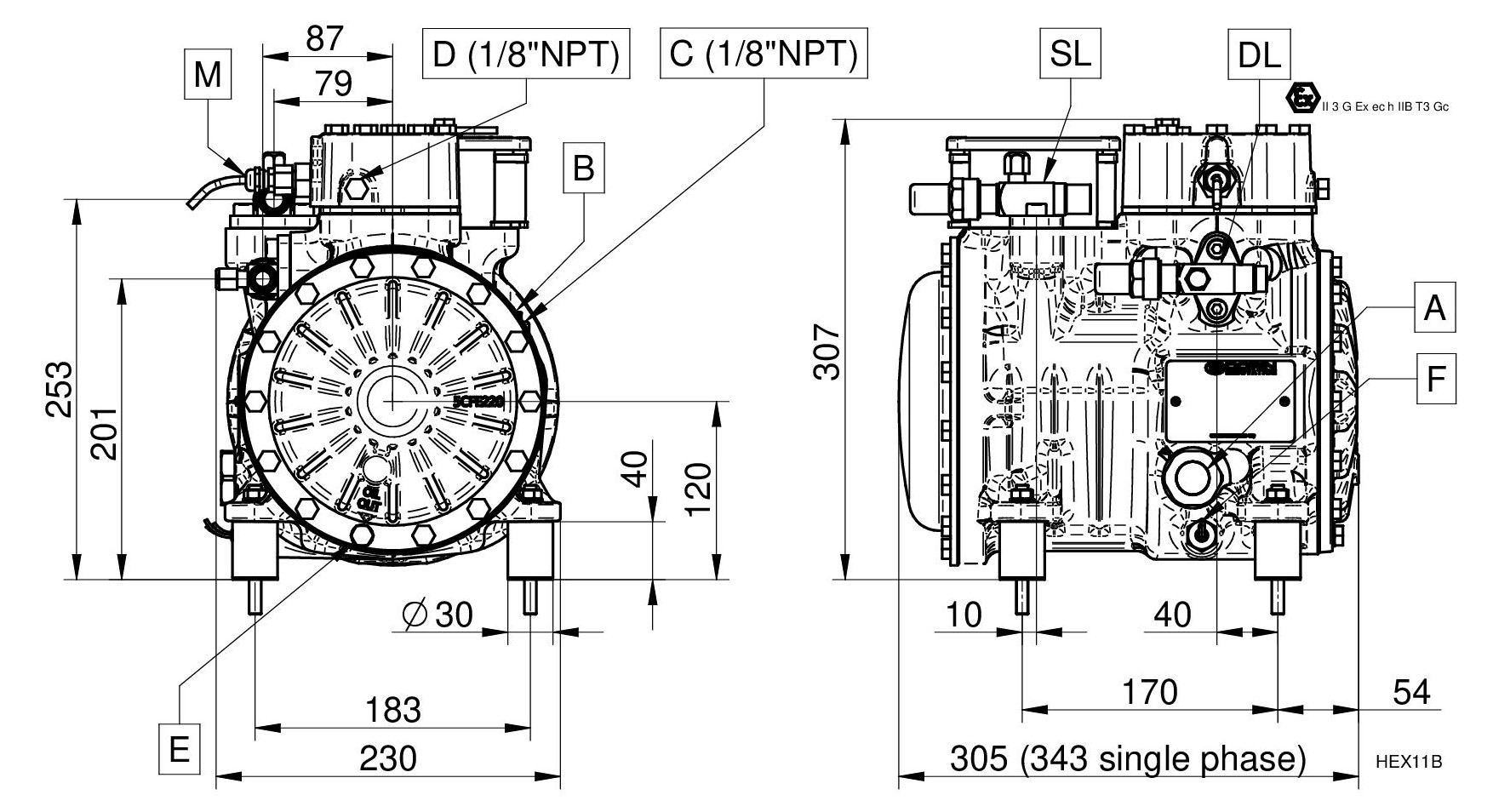 HEX151CC - Compressore Atex Semiermetico Serie HEX | DORIN
