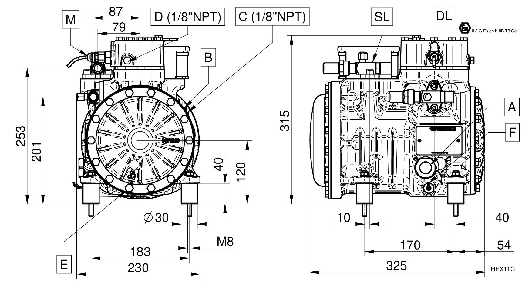 HEX281SB - Compressore Atex Semiermetico Serie HEX | DORIN