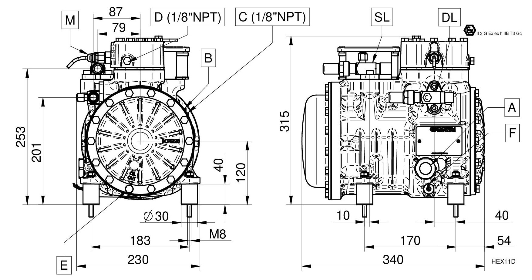 HEX281CS - Compressore Atex Semiermetico Serie HEX | DORIN