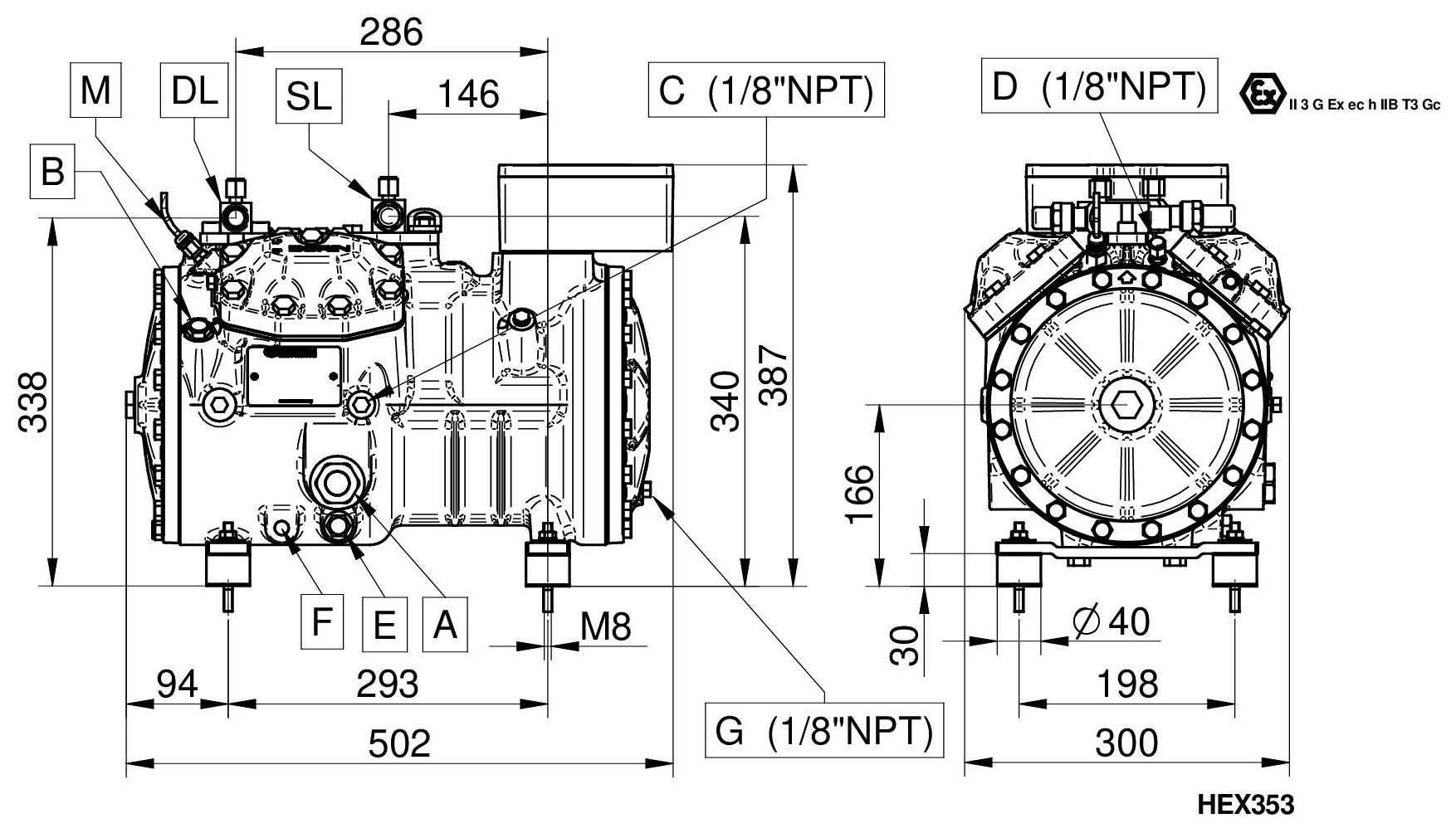 HEX801CS - Compressore Atex Semiermetico Serie HEX | DORIN