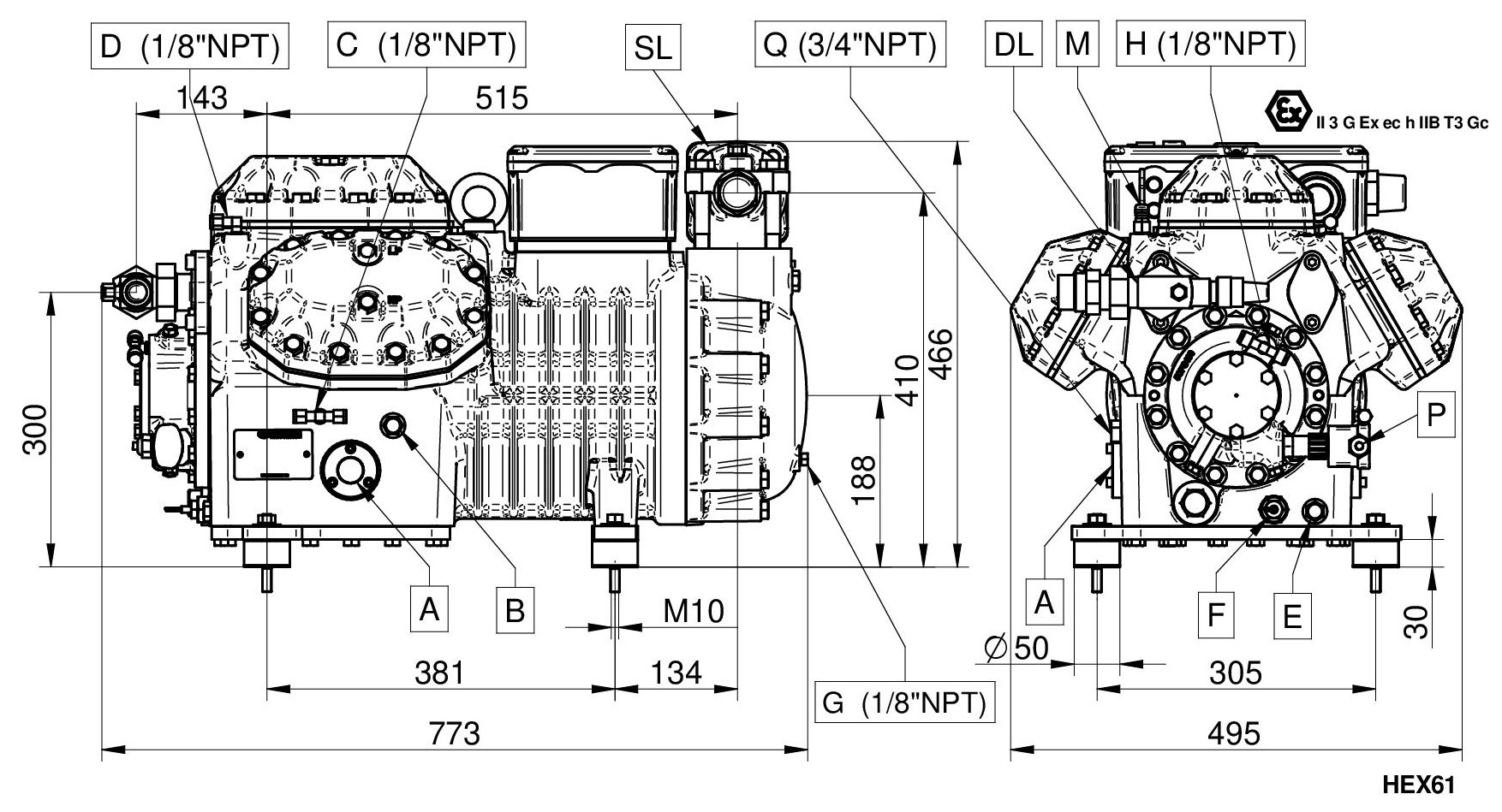 HEX3500CS - Compressore Atex Semiermetico Serie HEX | DORIN