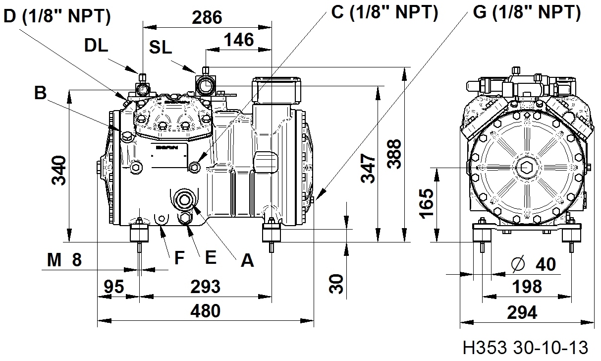 H550EP - ECO PREMIUM Semi-Hermetic Compressor HEP35 | DORIN