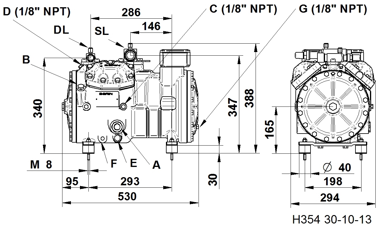 H600EP - R134a Semi Hermetic Compressor HEP Series | DORIN