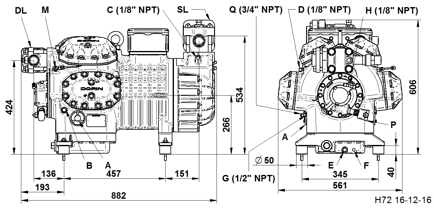 H5000EP - R134a Semi Hermetic Compressor HEP Series | DORIN
