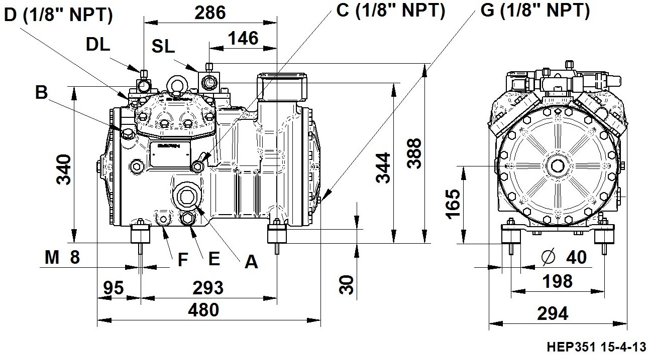 H400EP - R134a Semi Hermetic Compressor HEP Series | DORIN