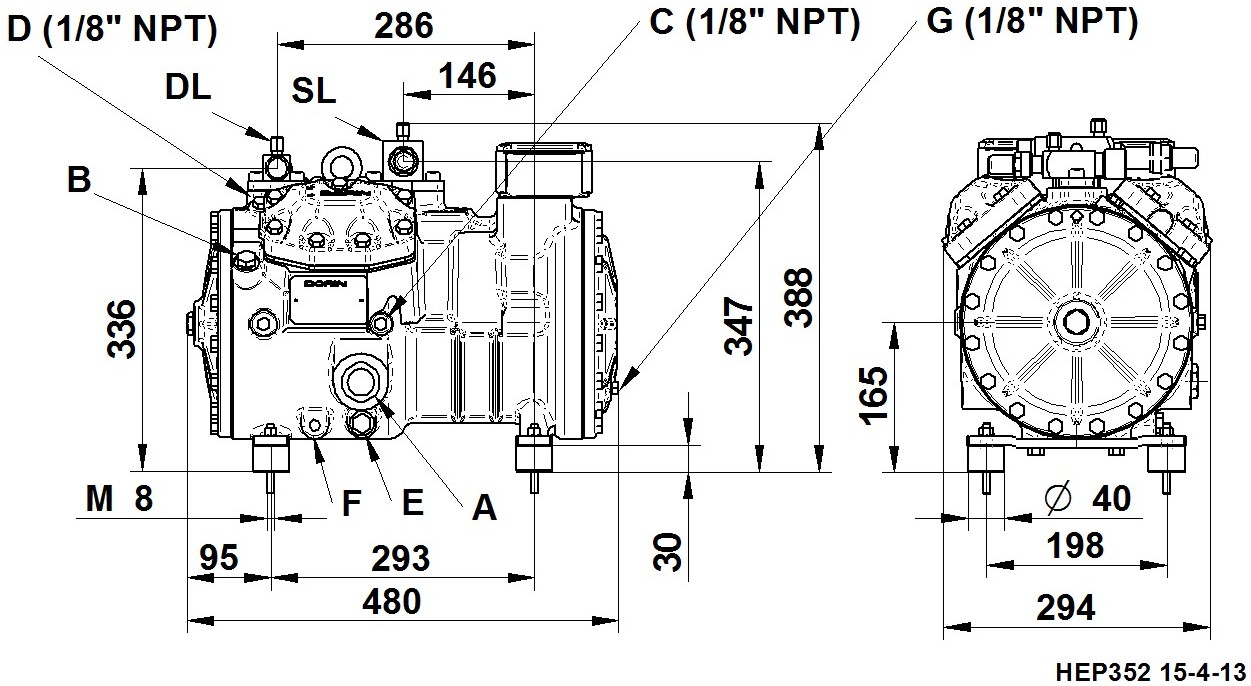 H450EP - Compressori Semiermetici per R134a Serie HEP | DORIN