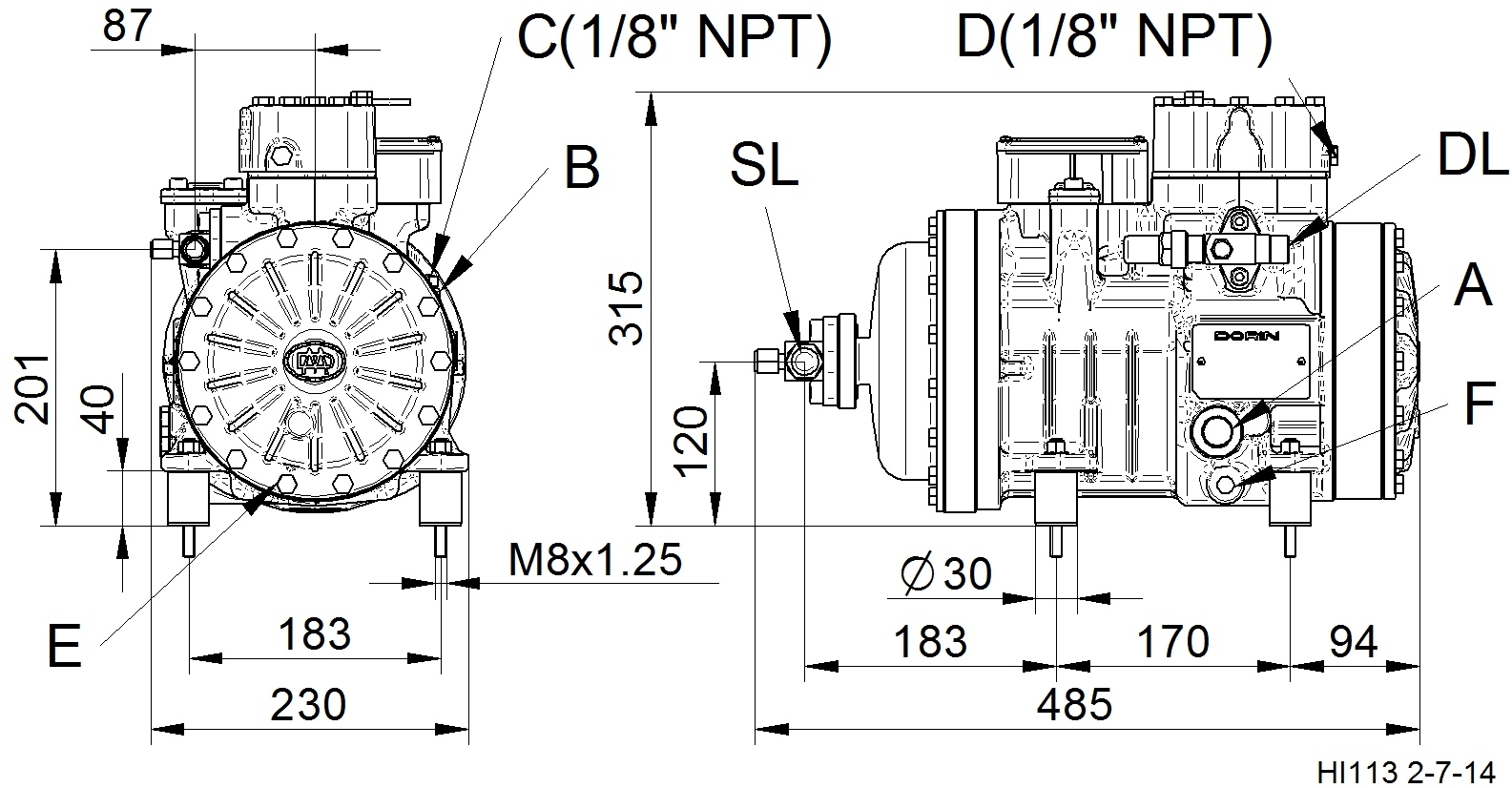 HI241CC - Compressore Semiermetico per Inverter HI11 | DORIN