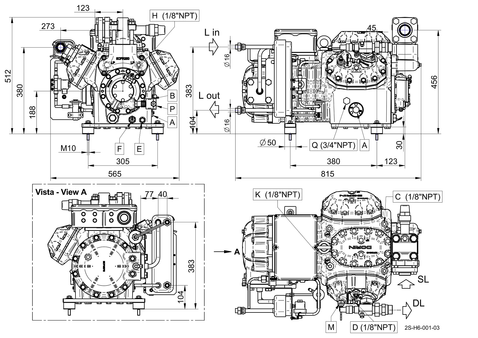 2S-H1500L - Compressore Semi Ermetico Doppio Stadio SE2S | DORIN