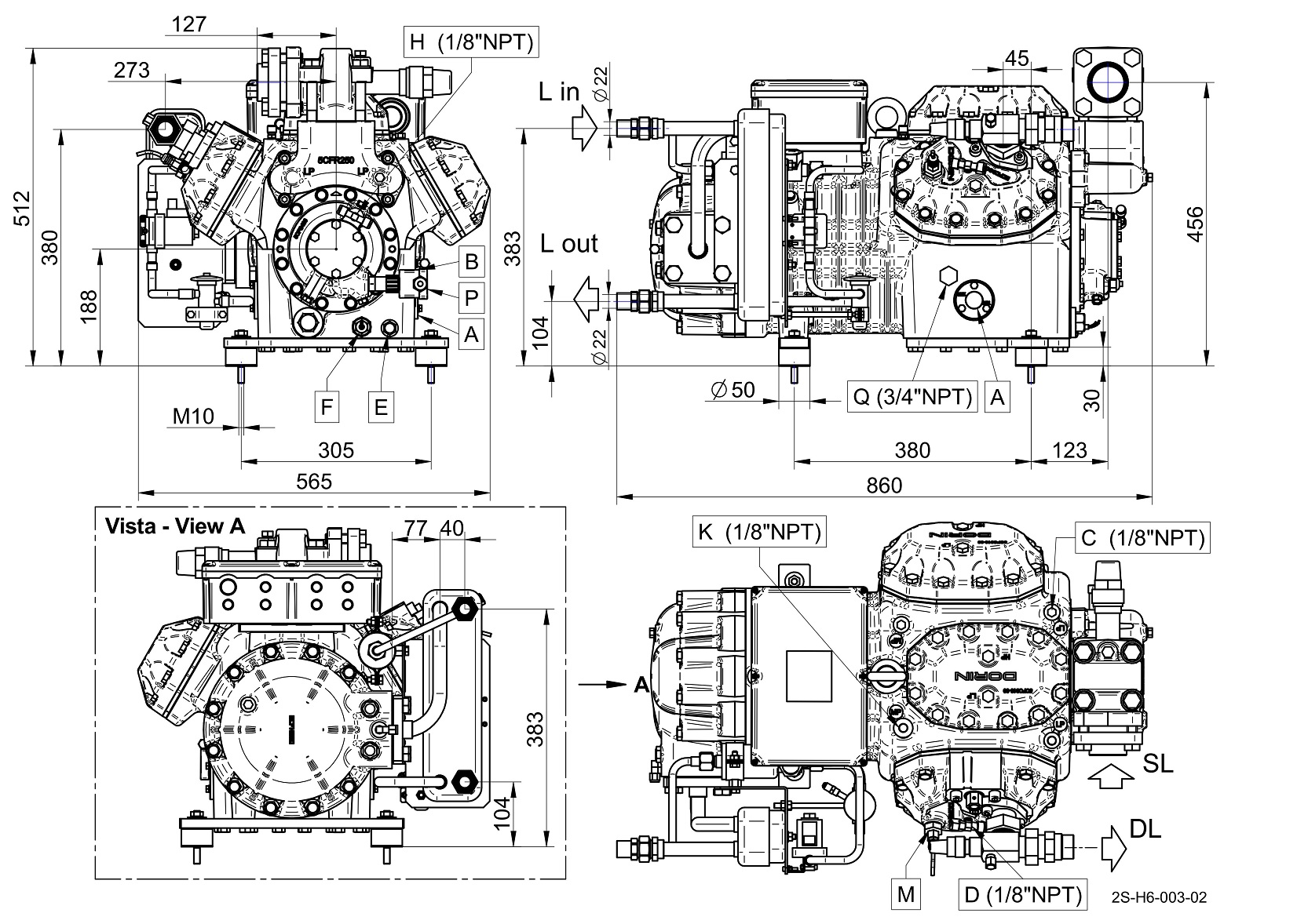 2S-H4000 - Double Stage Semi Hermetic Compressor SE2S | DORIN