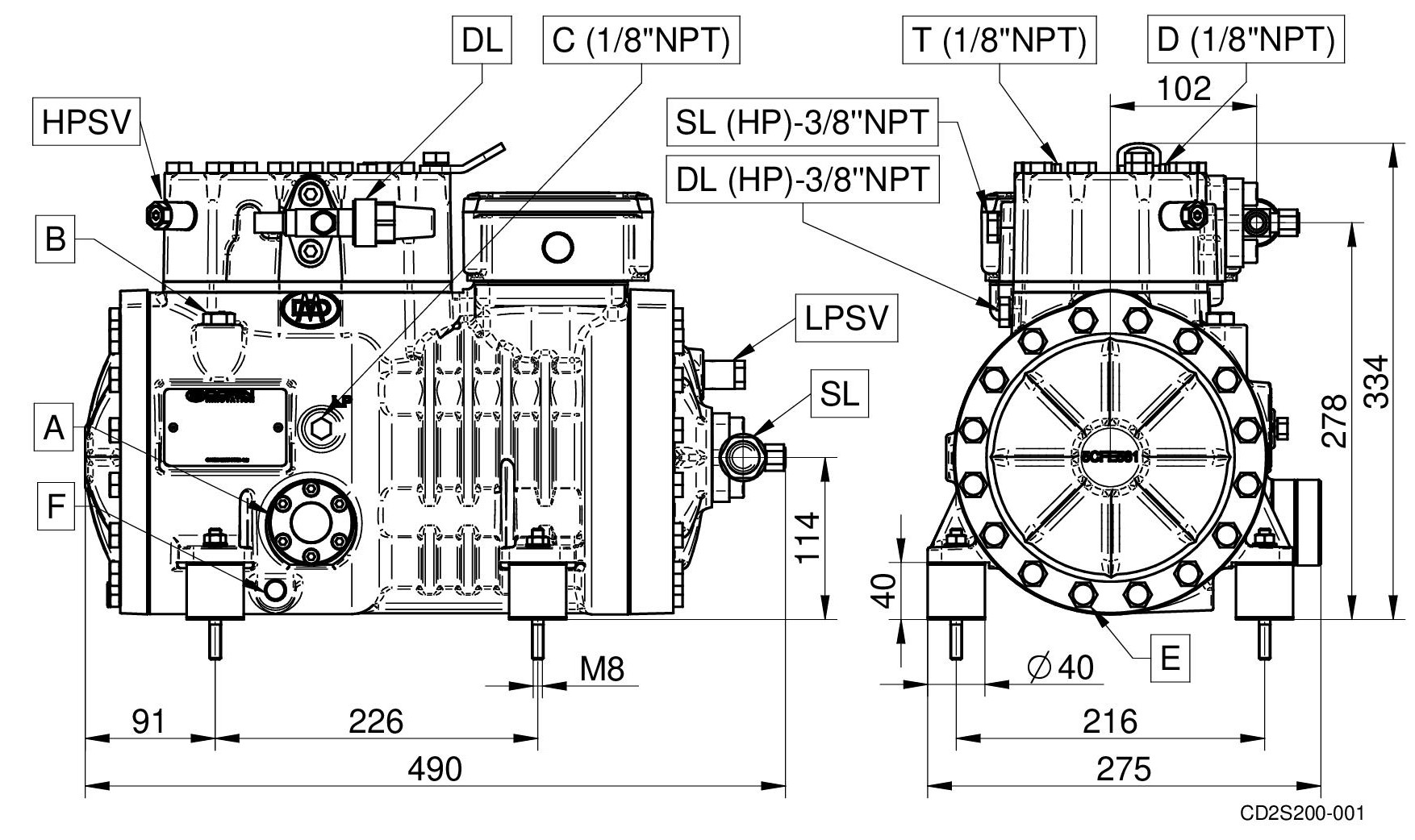 CD2S350 - CO2 Two-Stage Compressor - Semi Hermetic  | DORIN