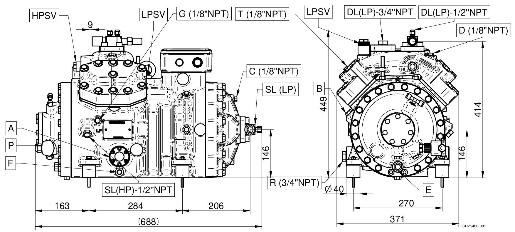 CD2S2000 - CO2 Two-Stage Compressor - Semi Hermetic  | DORIN
