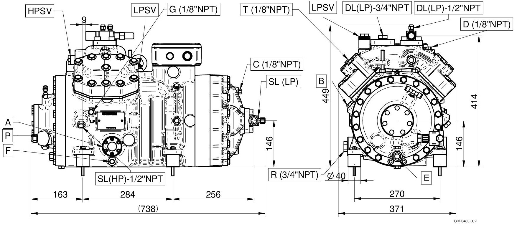CD2S3500 - CO2 Two-Stage Compressor - Semi Hermetic  | DORIN