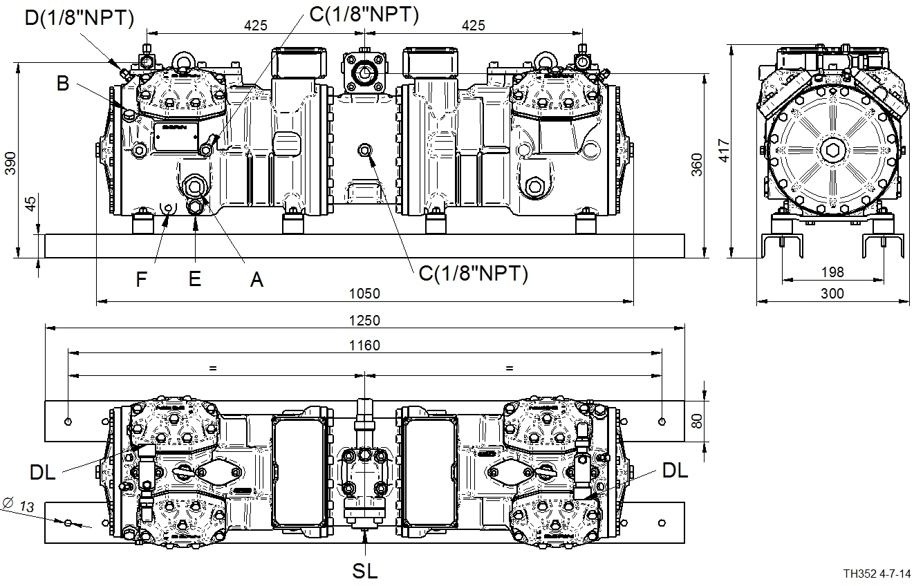 TH-1401CS - Tandem Semi Hermetic Motor Compressor  | DORIN