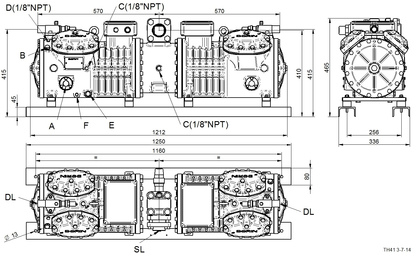 TH-4001CC - Tandem Refrigeration Motor Compressor  | DORIN