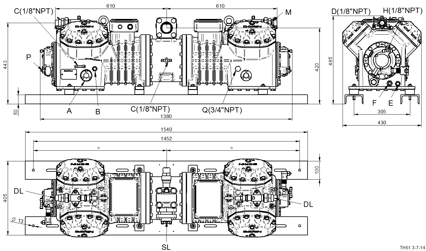 TH-4000CS - Compressore Semi Ermetico Tandem  | DORIN