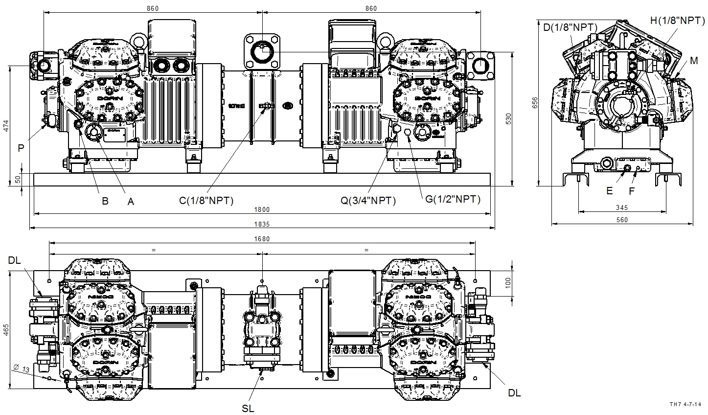 TH-16000CS - Tandem Refrigeration Motor Compressor  | DORIN